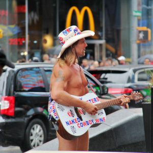 Reizen – Naked Cowboy Timesquare New York City (NYC) USA